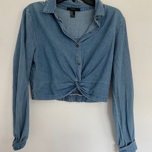 Jean cropped blouse